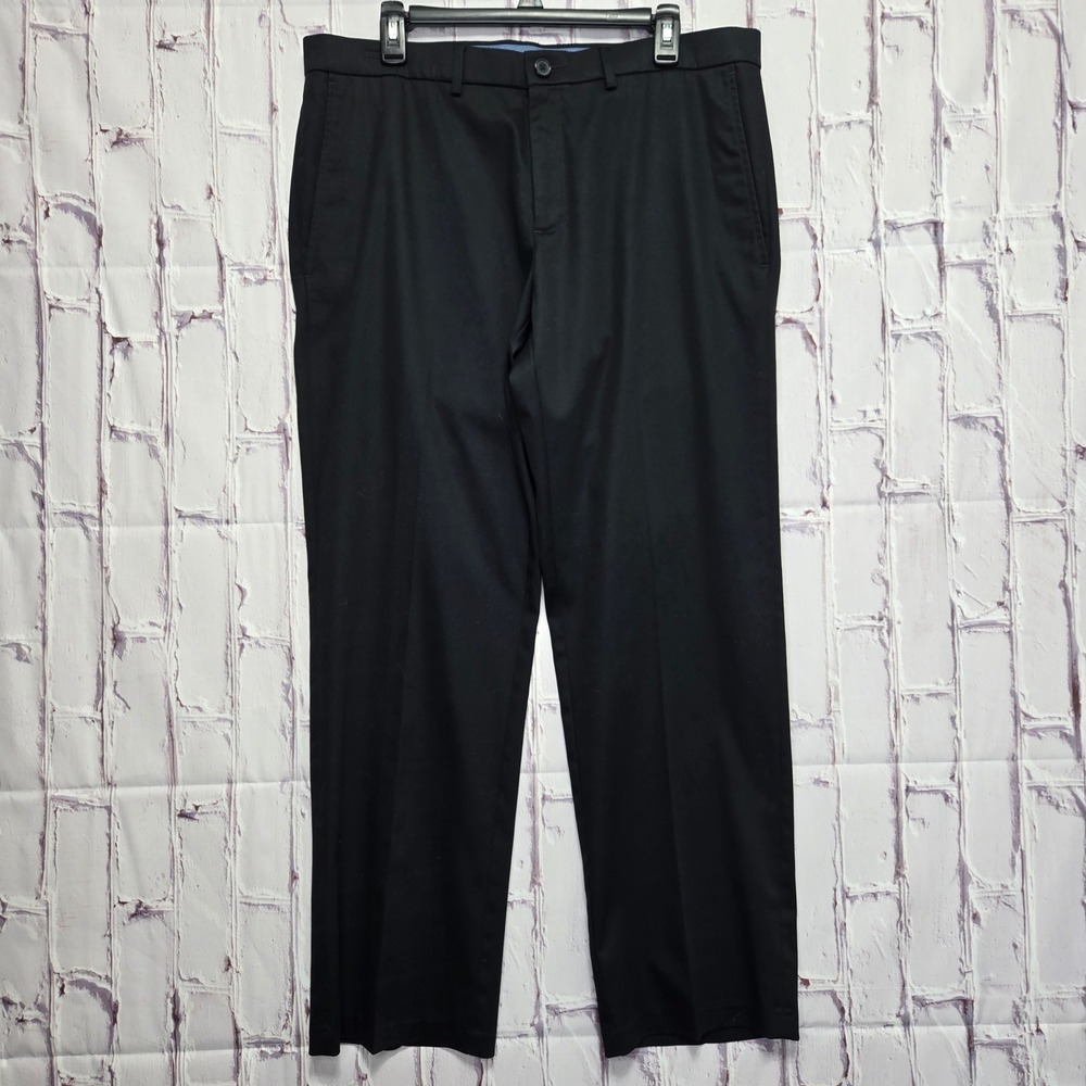 Y2k Haggar Khaki Pants Black Straight Fit Premium No Iron Chino Dress Mens 36x30